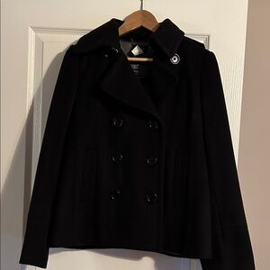 J. Crew Elegant Black Double-Breasted Pea Coat